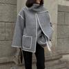 Fashion Scarf Collar Coat for Women Loose Winter Autumn Loose Jackets Elegant Tassel Streetwear Casual Chic Long Sleeve Jacket