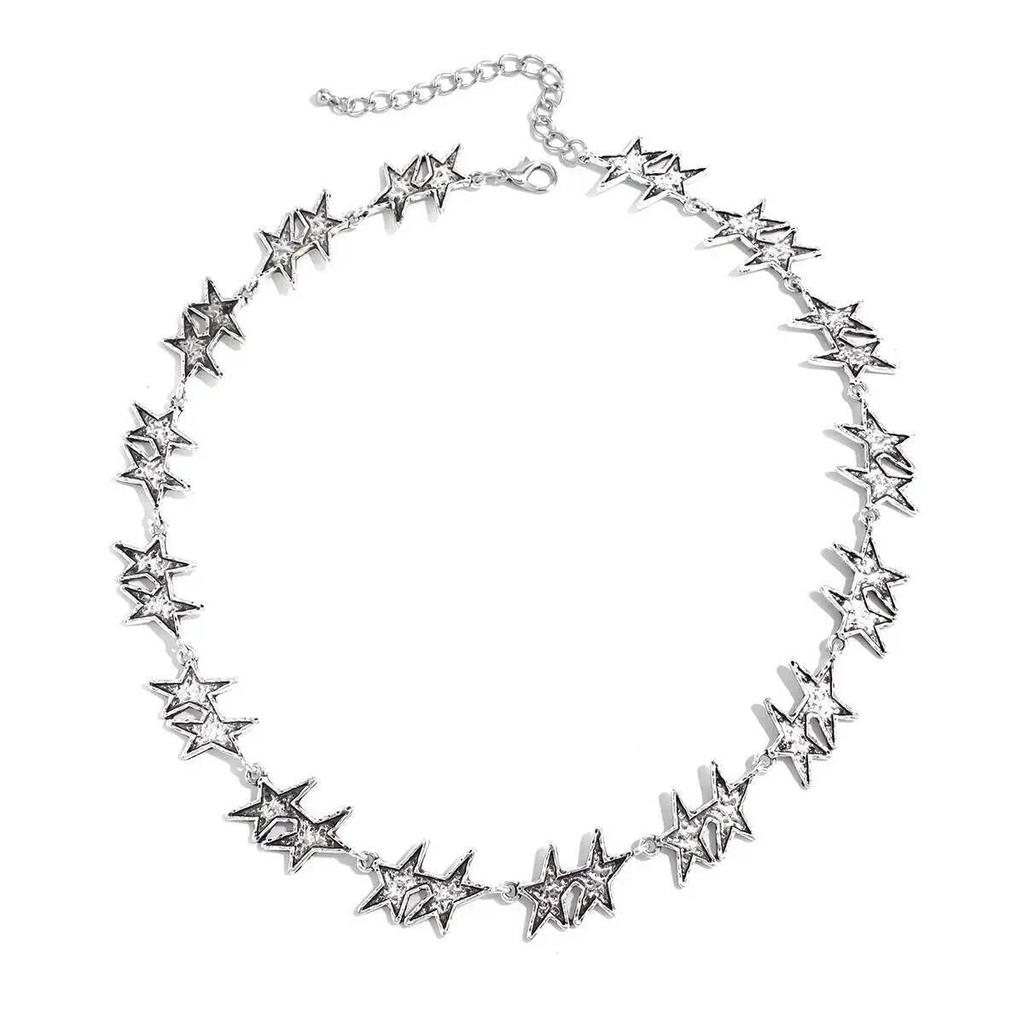 Ingemark Punk Geometric Pentagram Pendant Choker Necklace for Men Hip Hop Sliver Color Necklace Men Fashion Street Jewelry Gift