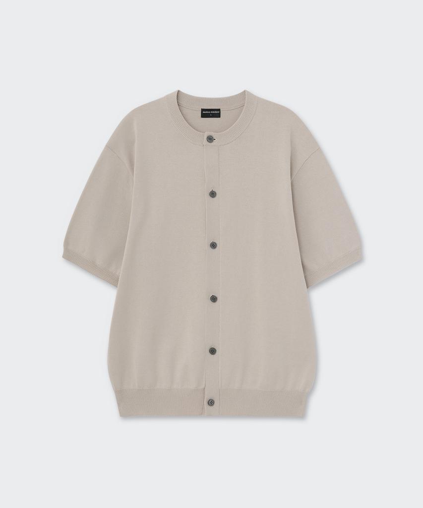 Musinsa Standard Washable Supima Cotton Round Neck Short Sleeve Cardigan [Dusty Cream]
