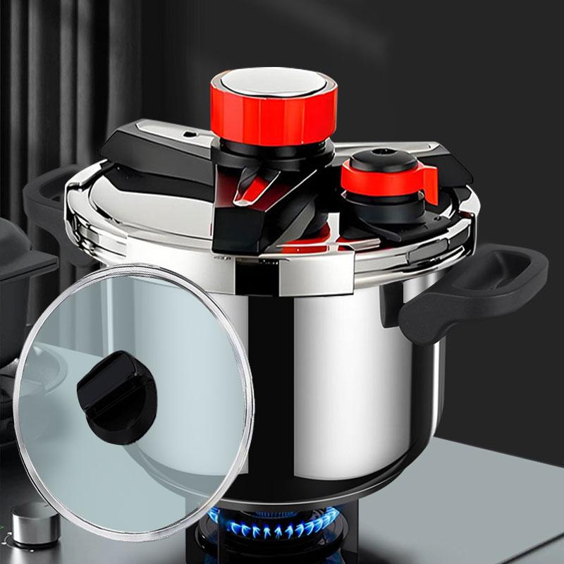 Stainless Steel Pressure Cooker Cooking Pot 1.8L 2.4L 5L 7L Induction Compatible Pressure Cooker Cookware with Extra Glass Lid
