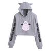 2023 Cartoon Anime Cat Ear Girls' Cropped Hoodie