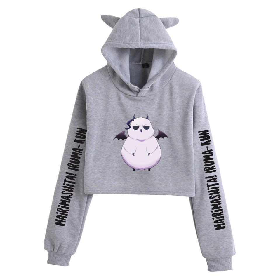 2023 Cartoon Anime Cat Ear Girls' Cropped Hoodie