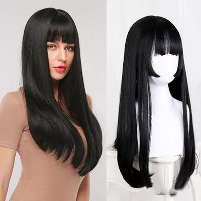 Women's Long Hair Bangs Synthetic Wig Daily Wear Mature Personality