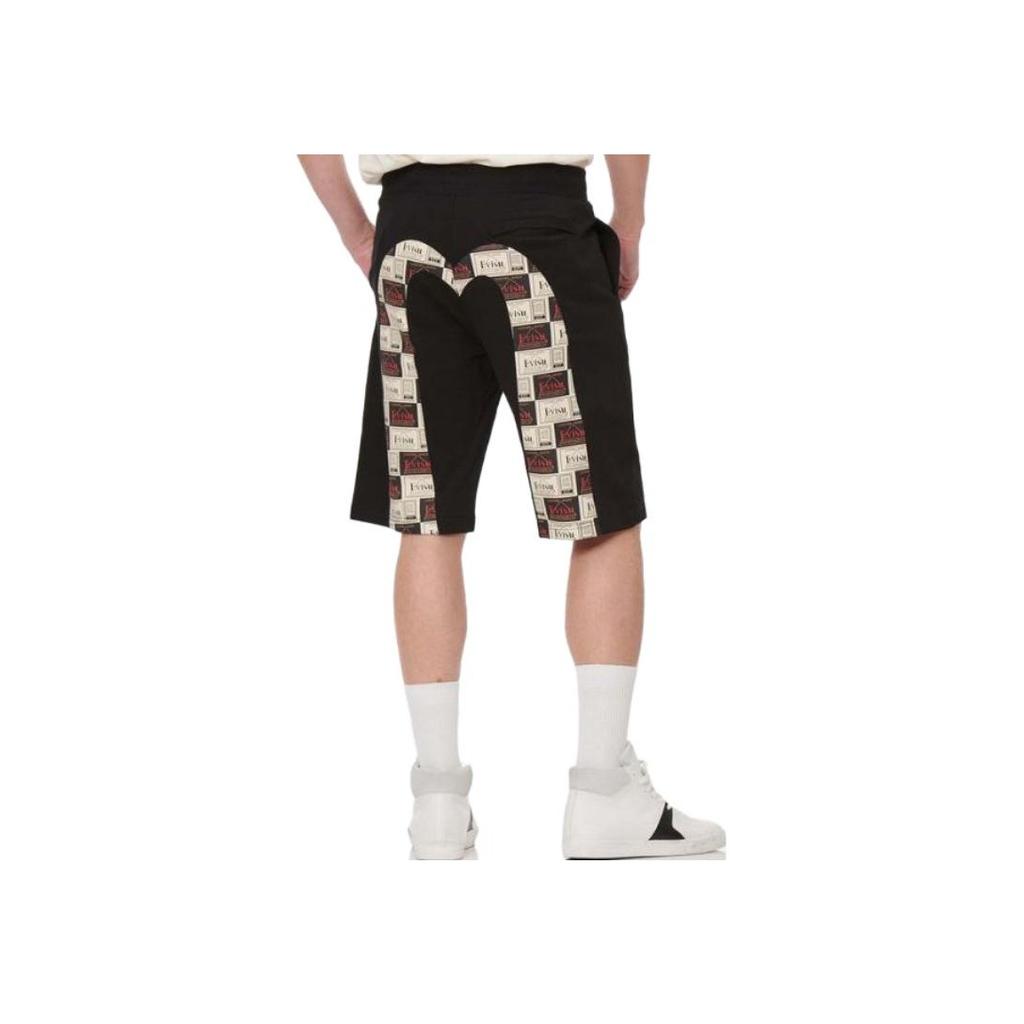 Evisu Ss22 Label Pattern Big M Print Mid Waist Sports Casual Shorts Men shorts Black 2ESHTM2ST330XXCT