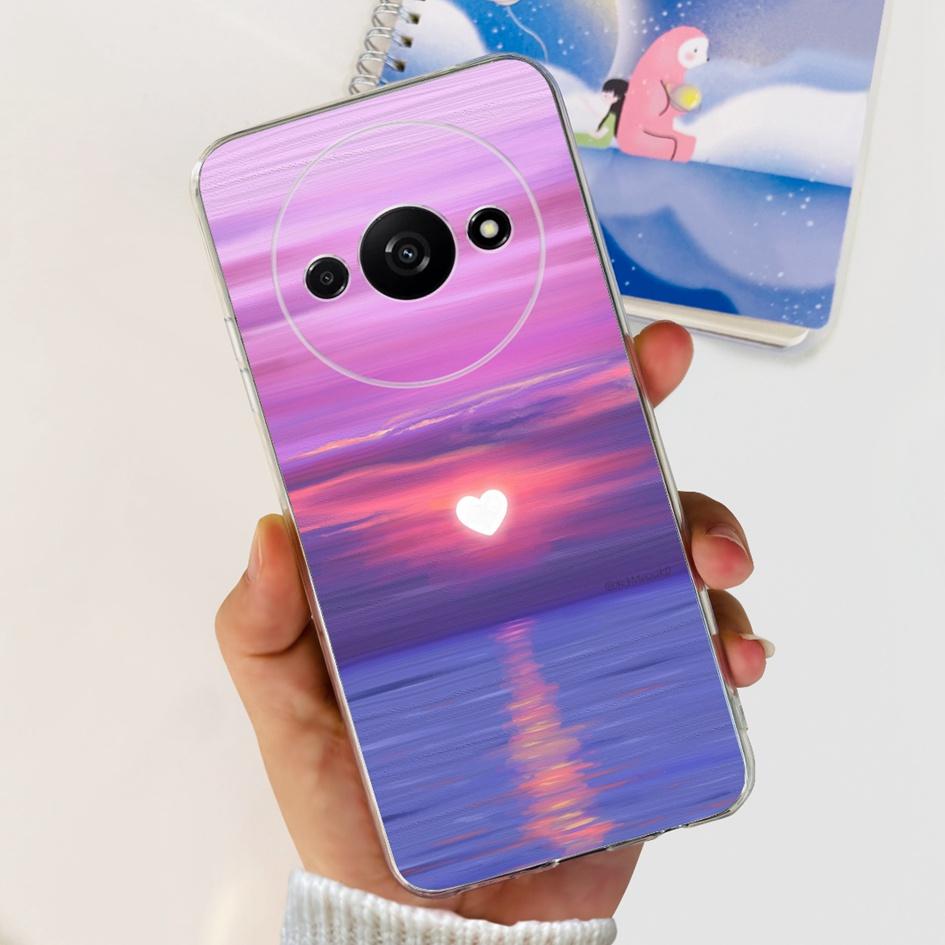 For Funda Xiaomi Redmi A3 Case 2024 Fashion Flower Transparent Silicone Soft TPU Phone Case For Xiomi Redmi A3 RedmiA3 4G Covers
