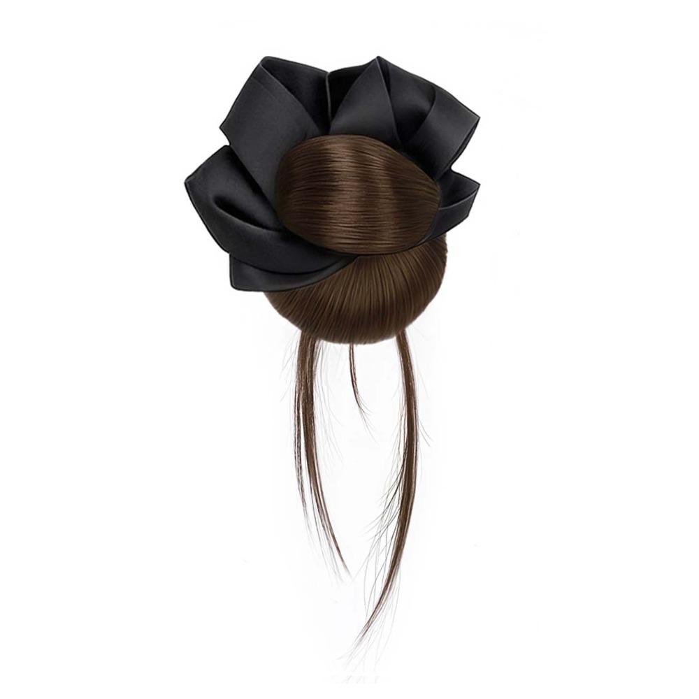 Scrunchie Flower Bun Head Wig Claw Clip Ball Head Wig Korean Style False Hair Pieces  Daily Use