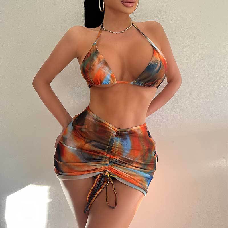 

Женский сексуальный треугольный раздельный бикини-костюм, комплект, завязывающиеся по бокам стринги, купальник на одно плечо, эластичный L красный