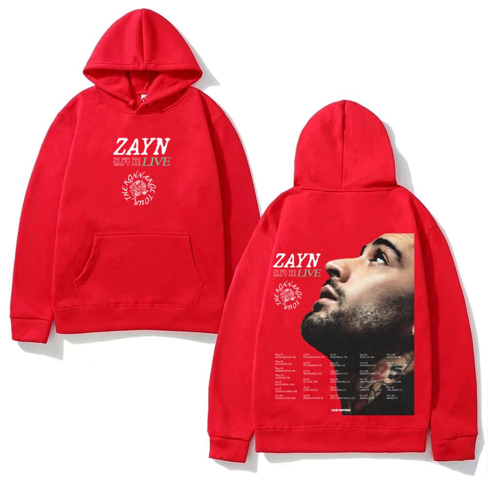 Худи Zayn Malik THE KONNAKOL TOUR 2026 Модный Эстетичный Худи Ретро Классический Мягкий Панк Удобный Худи с Капюшоном Флис XS красный