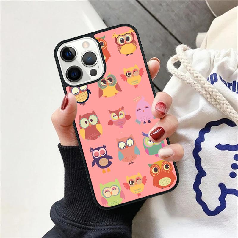 Cartoon Owl Phone Case For iPhone 17 Air 15 16e Cover 11 13 14 Pro Max 12 Plus Max Fundas