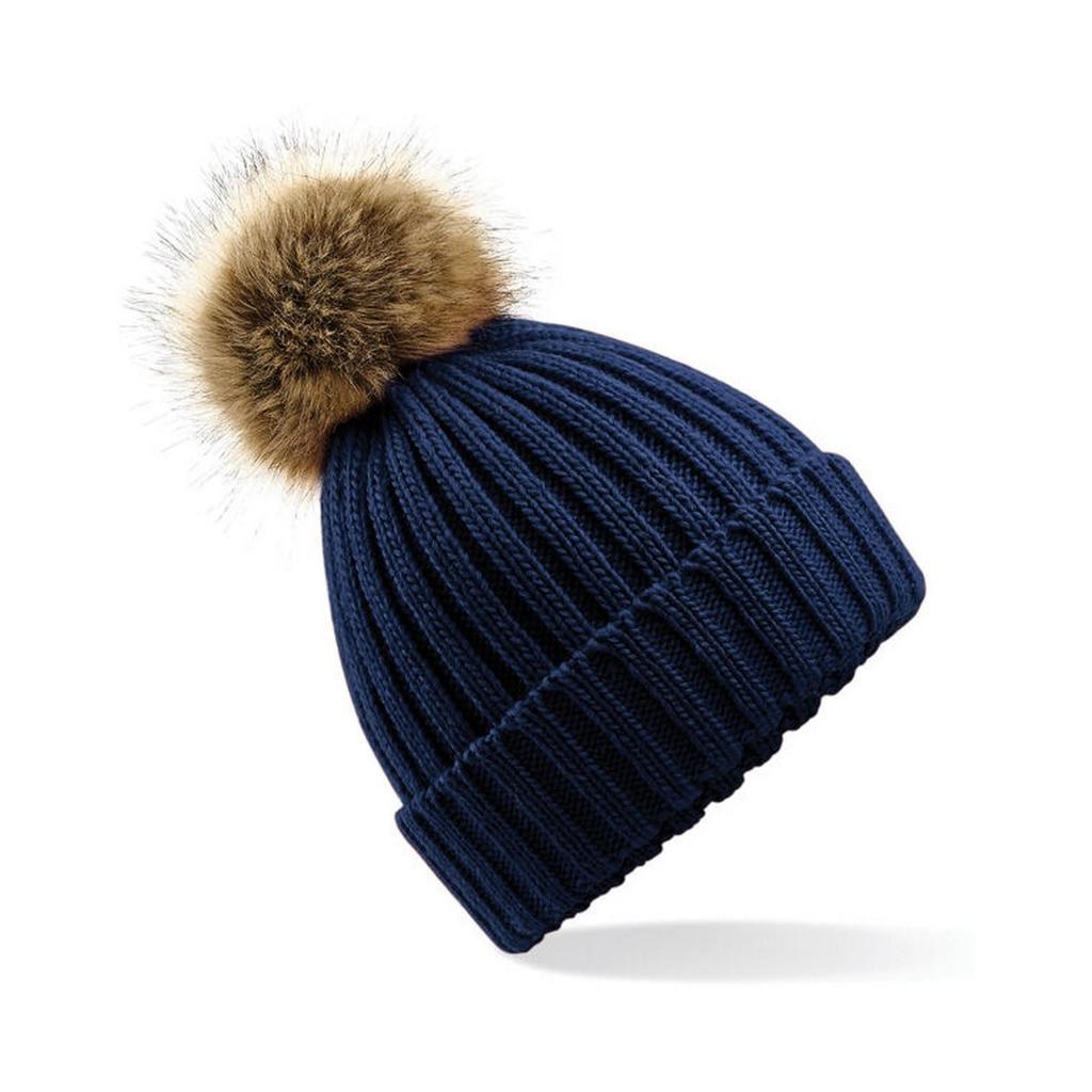 Pom Pom Faux Fur Chunky Knit Beanie