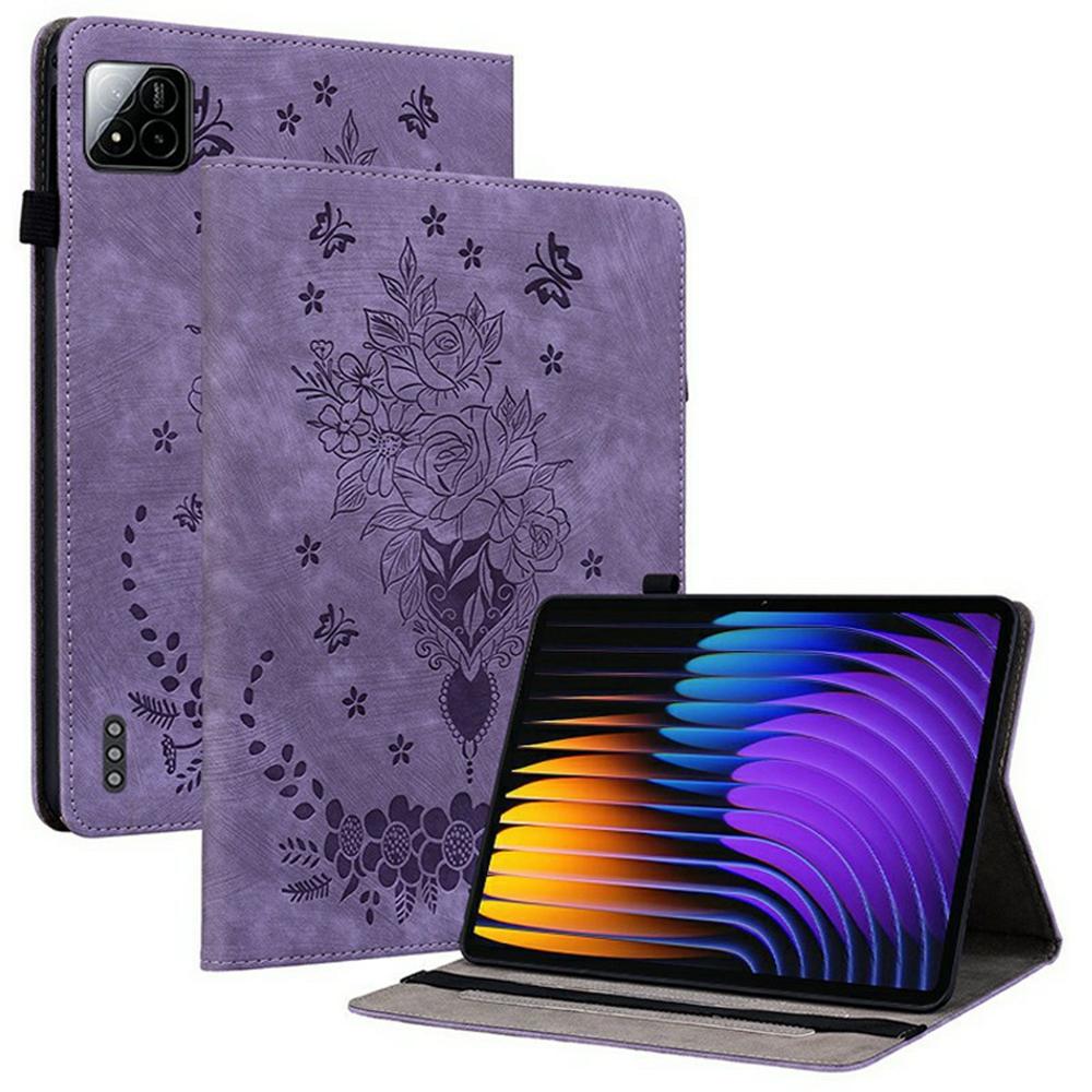 For Xiaomi Poco Pad X1/Pad 8 Pro/Pad 8/Pad 7 Pro/Pad 7 Case Card Holder Anti-Scratch Leather Cover Rose Flower Imprint