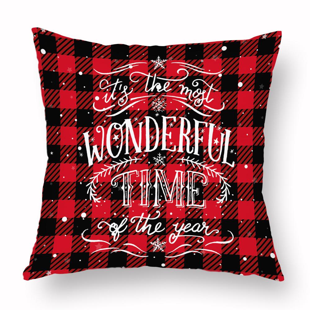 Christmas Hug Furniture Pillowcase Red Plaid Sofa Waist Support Pillow Home Home Decor Linen