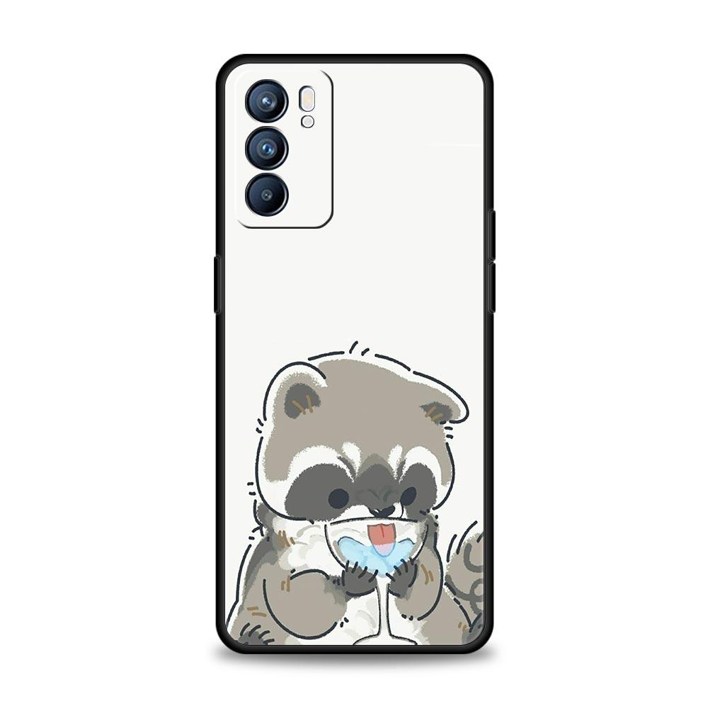 

Raccoon Phone Case For Oppo A54 A53 A52 A15 A95 A16 A78 A79 A80 A98 4G Find X5 X6 Reno10 12 13 F Pro 5G Cover Oppo A16