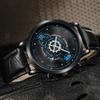 Mens Fashion Quartz Watch With Leather Strap And 24h Indicator For Casual Wear