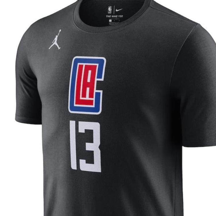 Jordan X NBA Collaboration Paul George Los Angeles Clippers Letter Number Print Crew Neck T-Shirt Unisex T-Shirt Black CV9984-016