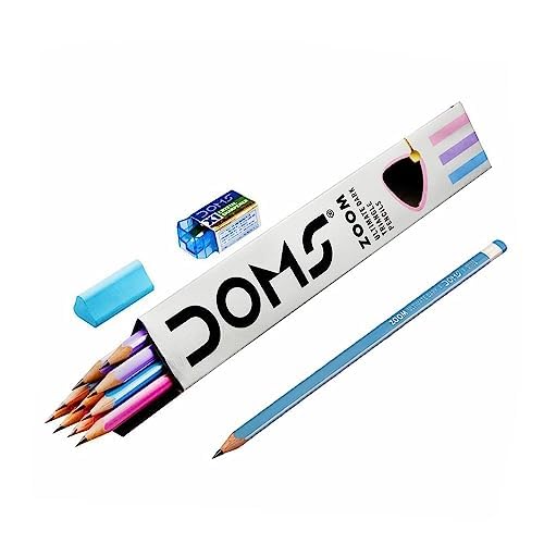 

Doms Zoom Ultimate Dark Pencil Box Pack of 50 Triangular Grip Pencils with Free Eraser and Sharpener for Sketchwriting