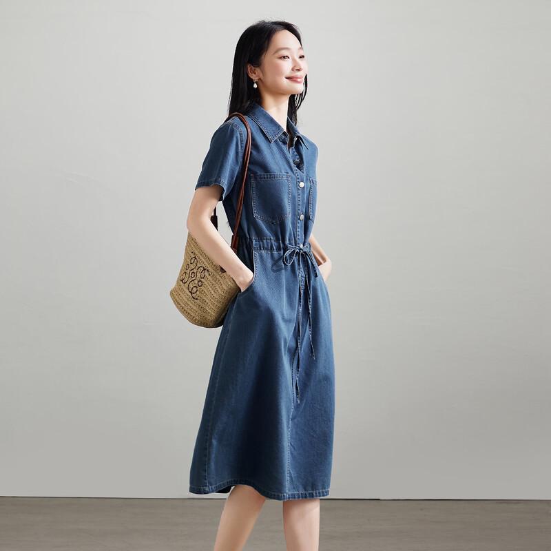 SOFSIL Women's 2026 Summer Commuter Denim A-Line Dress
