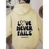 Women'S Shoulder Sleeve Fleece Sweater Plain Letter Print Kangaroo Pocket Drawstring Print Hoodie