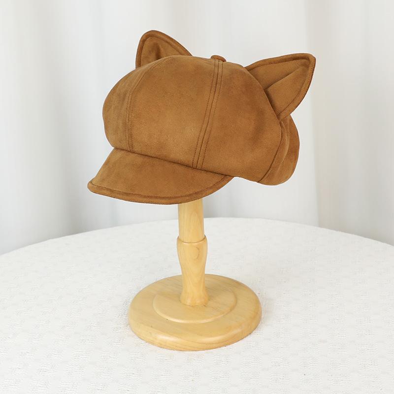 

Восьмиугольная шляпа с кошачьими ушками женская осенне-зимняя берет шляпа-утка шляпа художника хаки