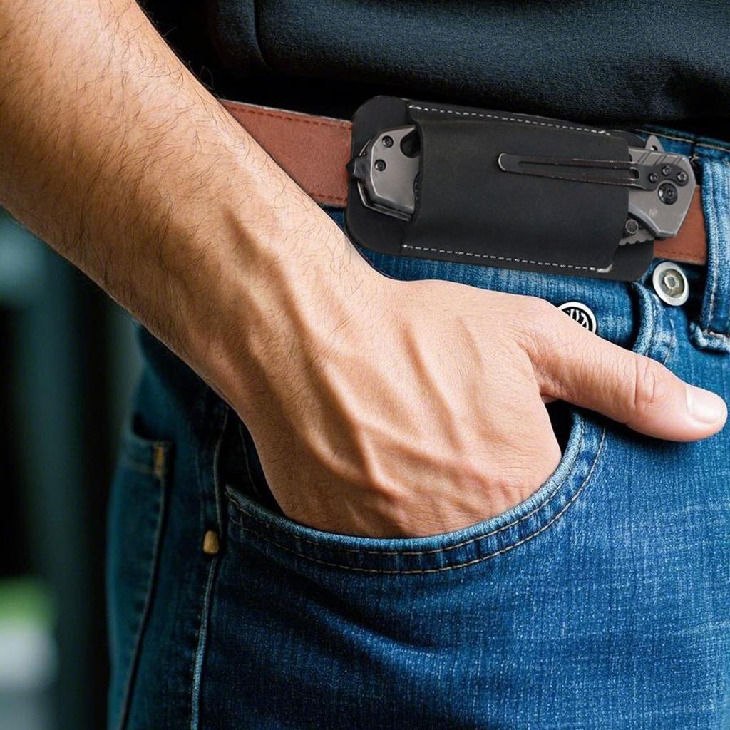 Vintage Leather Folding Knife Case Wearable Belt Pocket Knife Case Outdoor Knife Protective Case