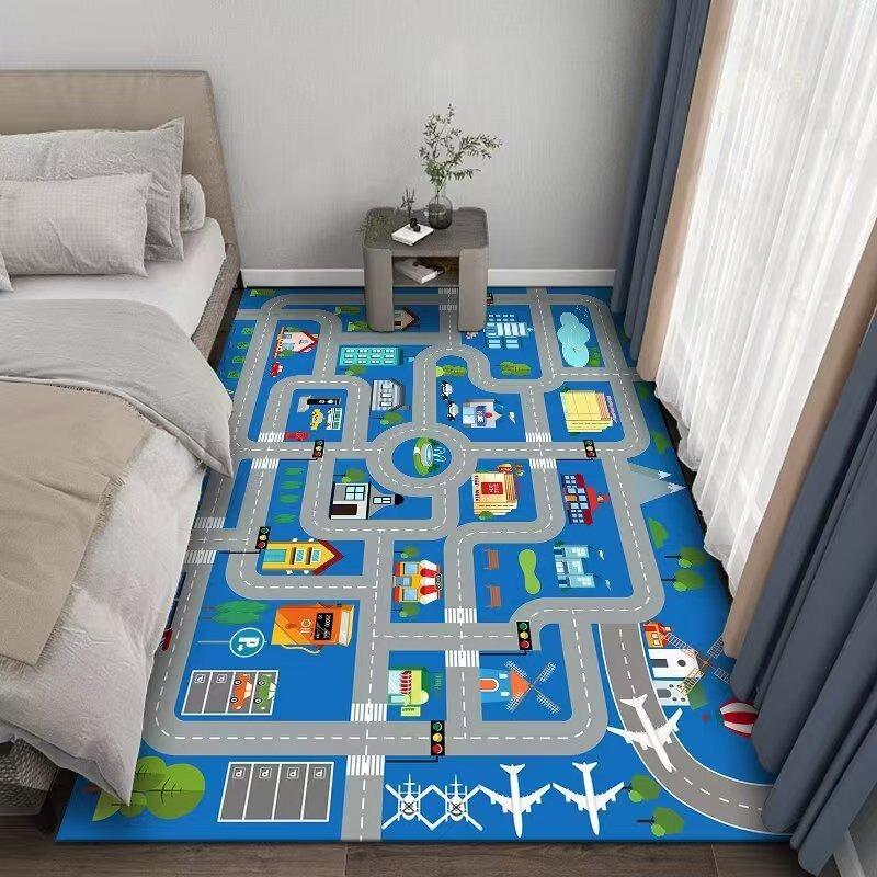 Hüpfspielmatte für Kinder Jungen Mädchen Rutschfeste Cartoon-Spielteppich Baby Krabbeln Wohnzimmerboden Kinderzimmer Dekor Teppich