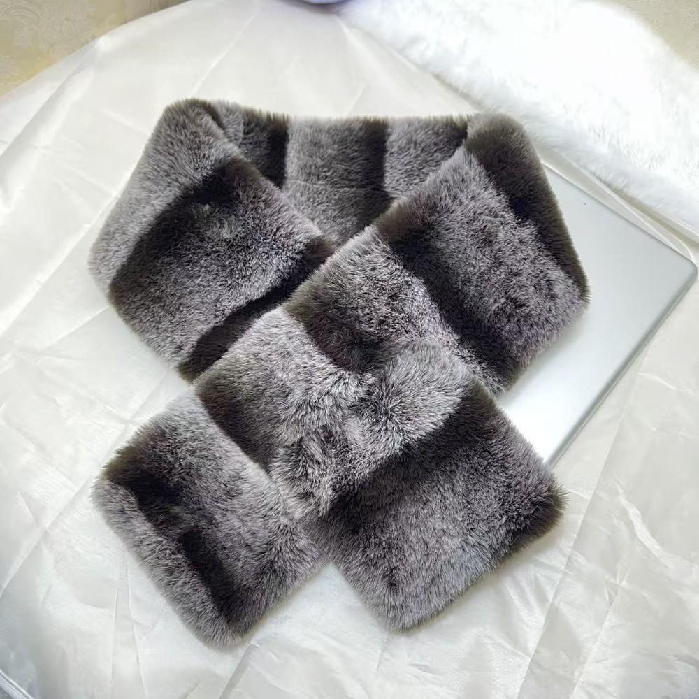 Thick Plush Cross Scarf Thermal Fluffy Muffler Double Sided Stole Faux Fur Collar Office Workers