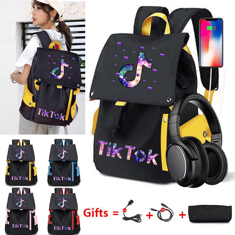 TikTok Backpack Fashion Canvas School Backpack for Girls High Capacity Girl Gift