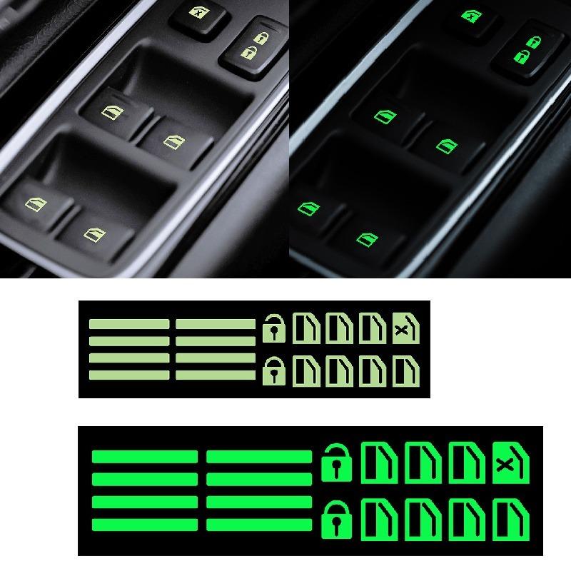 Car Window Luminous Sticker Button Door Night Safety Fluorescent Decals Switch Car Sticker for Car Benz Hyundai Kia