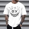 Summer Round Neck 3D Neon Graffiti Skull Graphic Print Top Fashionable Casual Short Sleeved Men's T-shirts