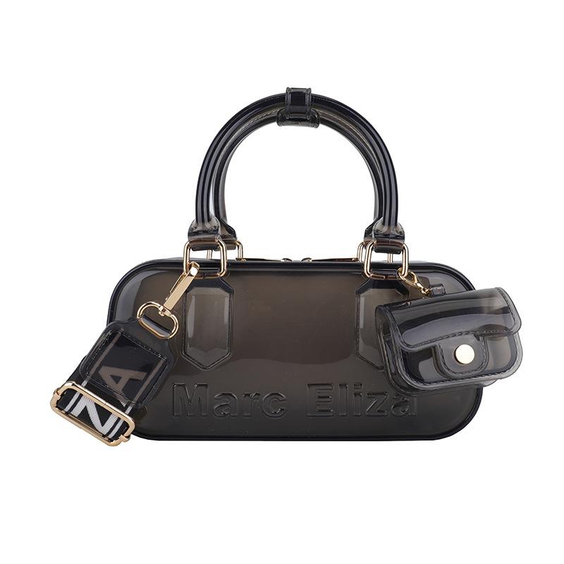 

Летняя прозрачная сумка-желе из ПВХ 2025 новая модная нишевая сумка через плечо женская универсальная сумка-почтальон подушка прилив чёрный