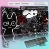 HYBXAXC Black Cat Illustration Mouse Pad Large Game Table Mats Rubber NonSlip Keyboard Mausepad HD Computer Long Desk Mat