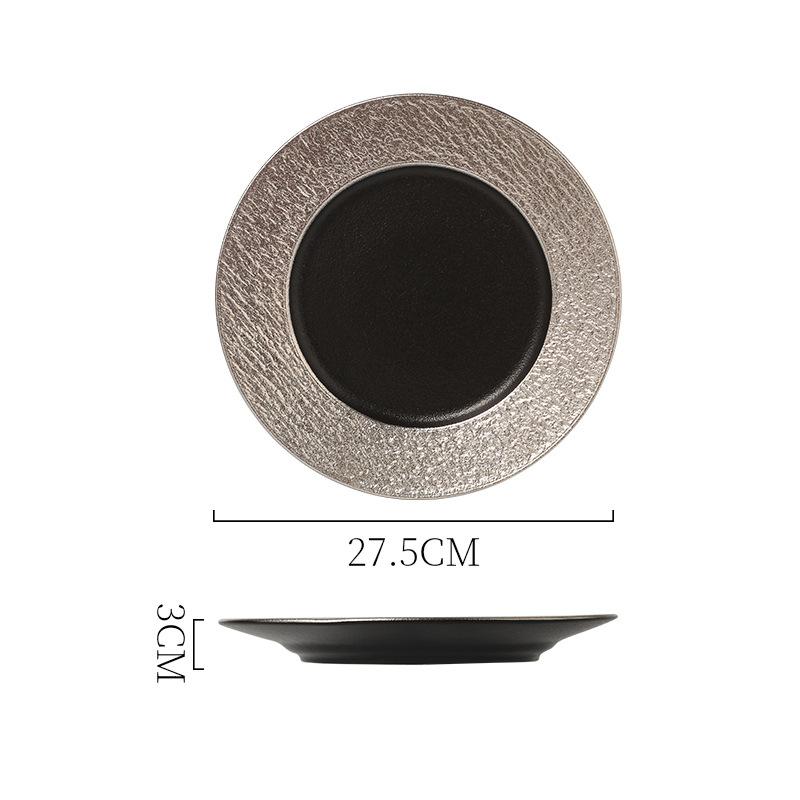 New Black Ceramic Frosted Steak Plate High-End Restaurant High Temperature Resistant Western Food Plate Pasta Plate Japanese Material Sashimi Plate