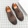 Leather shoes genuine leather European and American fur business suede British Brock matte casual shoes