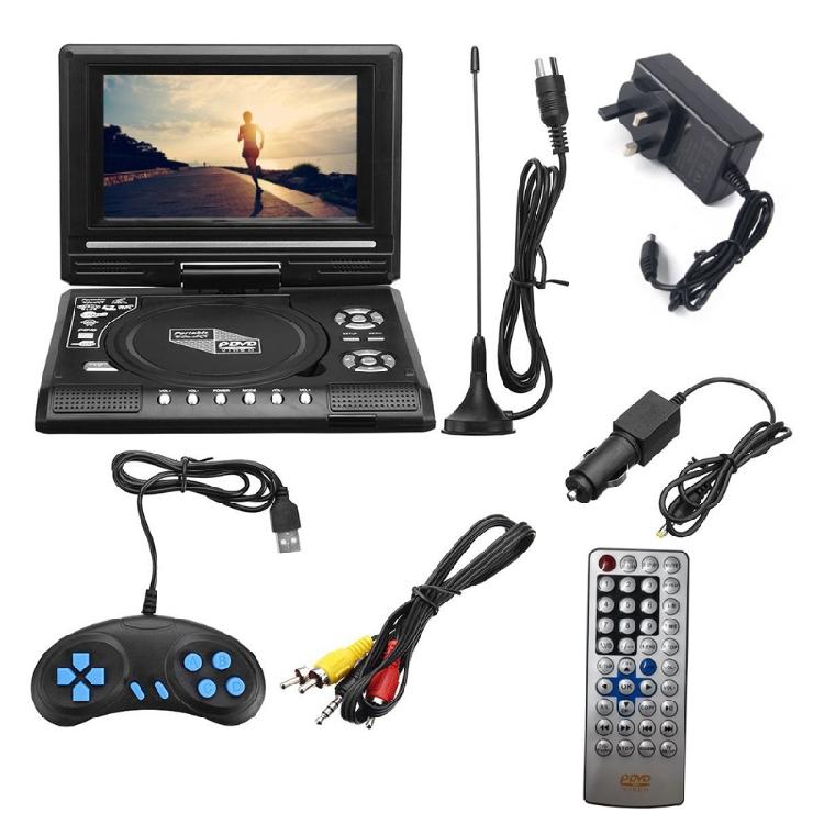 

7-дюймовый портативный DVD-плеер с разъемом для SD-карты/USB, поворотным экраном, AV-входом/выходом