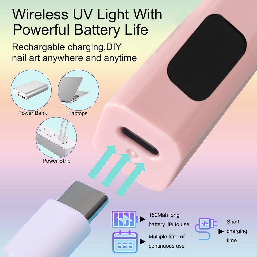 Mini Nail Lamp Handheld UV LED Nail Light For Curing All Gel Polish USB Rechargeable Quick Dry Manicure Machine Nails Art Tool
