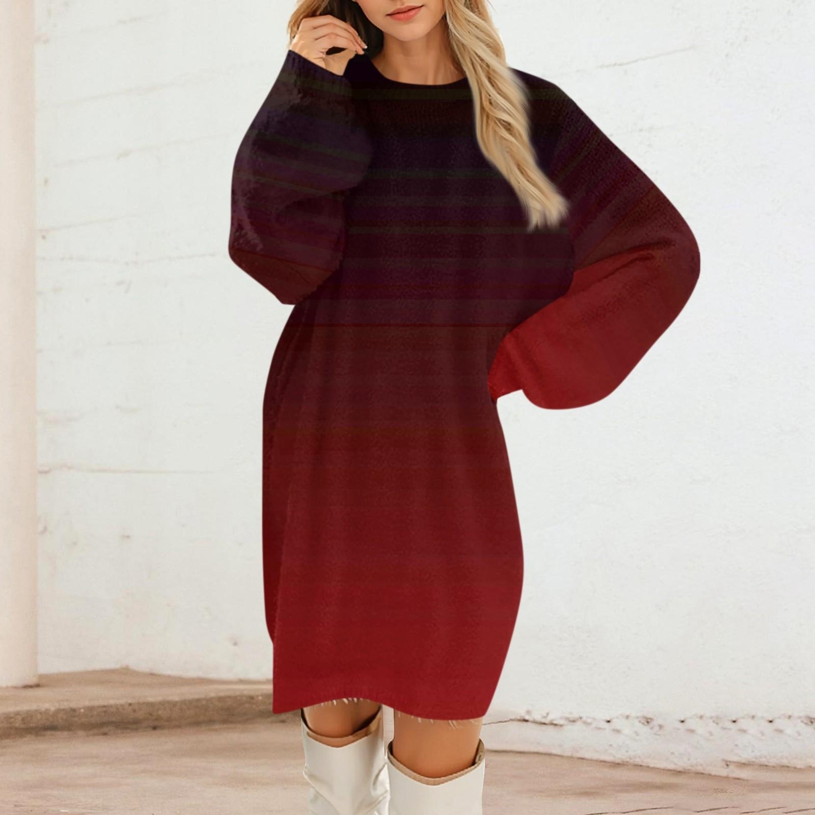 

Женские повседневные плюшевые платья с круглым вырезом и длинным рукавом XL