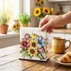 Flower Napkin Holder for Table Decor, Floral Paper Towel Holder, Freestanding Napkin Dispenser for Kitchen Dinner Restaurant Bar Decoration