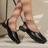 Fashion Retro Square Head Shallow Mouth Casual Sandals 2025 Summer Hollow Breathable Back Strap Comfortable Versatile Flat Single Shoes