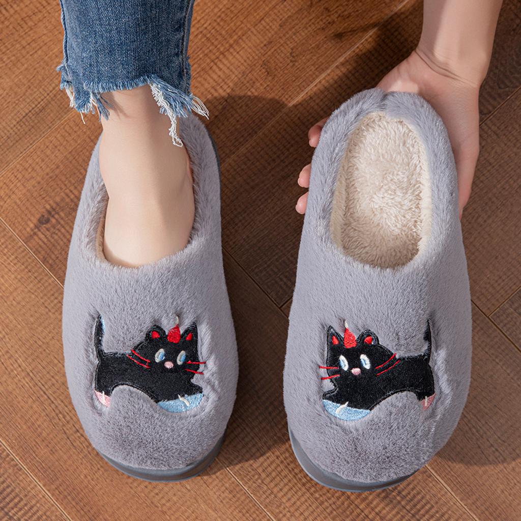 Winter Cartoon Cat Cotton Slippers Comfortable Indoor Home Fashion Thick Soled Non Slip Plush Warm Anime Slippers for Women