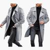 Mens Mid-Length Wool Blend Coat British Style Slim Fit Double Breasted Suit Collar Winter Warm Outerwear