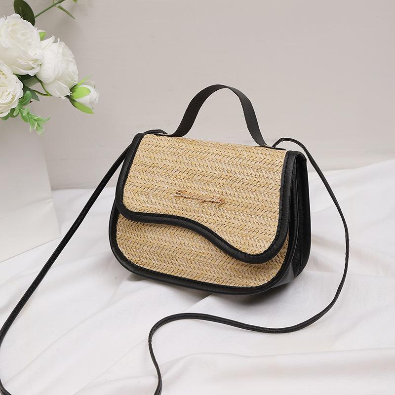 Straw Bag Small Bag New Fashion Women's Small Bag Woven Small Square Bag One Shoulder Messenger Bag Handbag