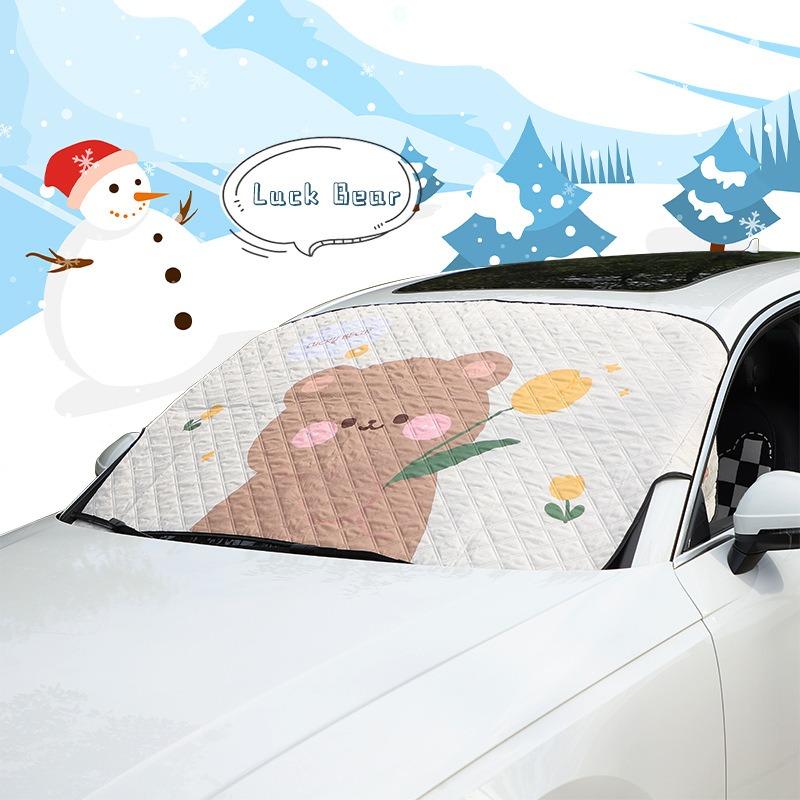 Cartoon Print Thickened Car Front Windshield Snow Cover Anti Frost Snow Protector