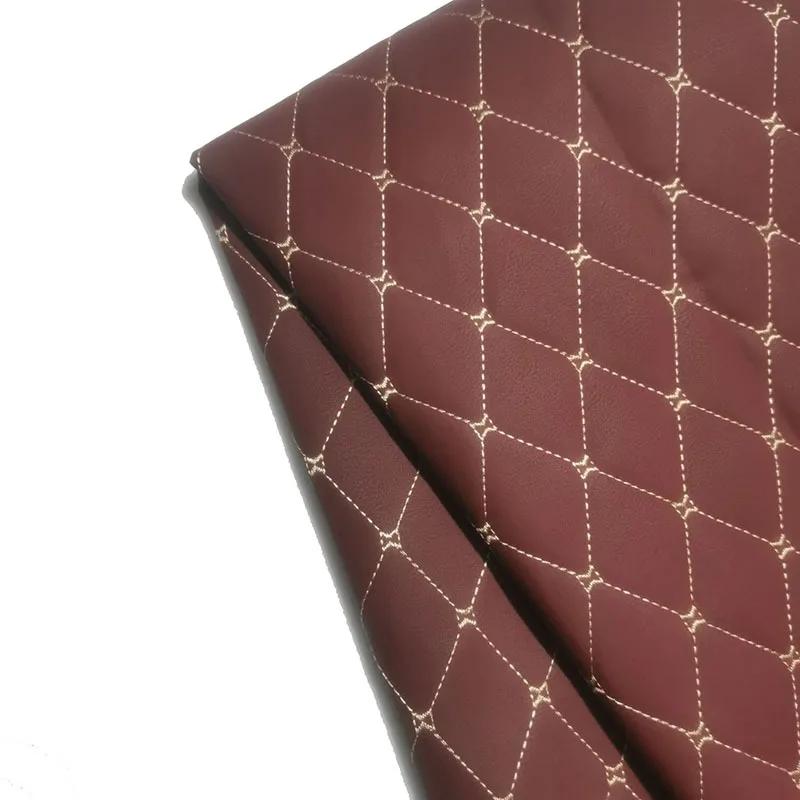 100x140cm Embroidery Quilted PVC Leather Fabric for Car Floor Mat Seat Decoration Faux Leathers Upholstery Wall Craft Material