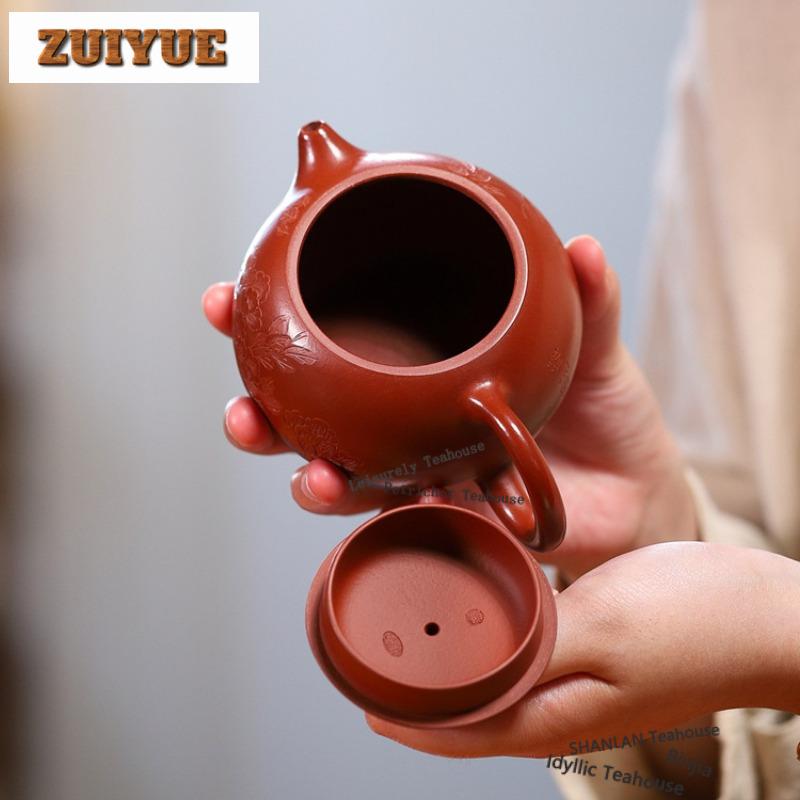 270ml Boutique Yixing Purple Clay Teapots Handmade Xishi Pot Raw Ore Dahongpao Mud Tea Infuser Kettle Zisha Tea Set Collection