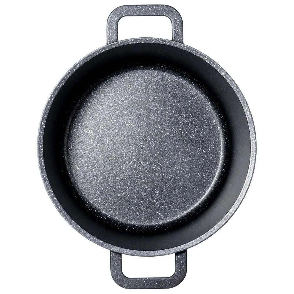 Hoher Granittopf mit Glasdeckel zum Kochen und Schmoren 7,6L