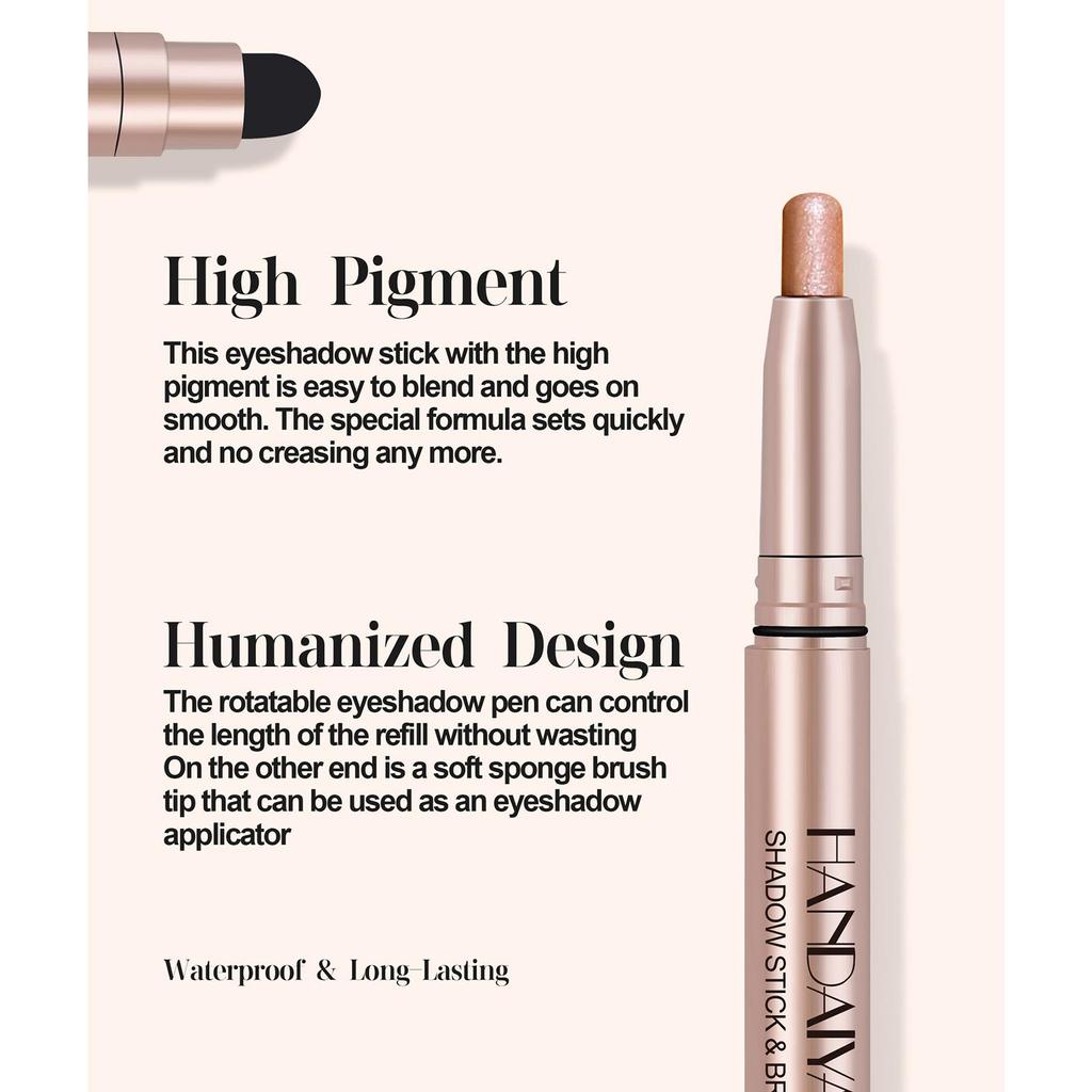 Barra de sombra de ojos de doble cabezal, lápiz resaltador con brillo de diamante, crema Ultra pigmentada de larga duración, pincel para sombra de ojos