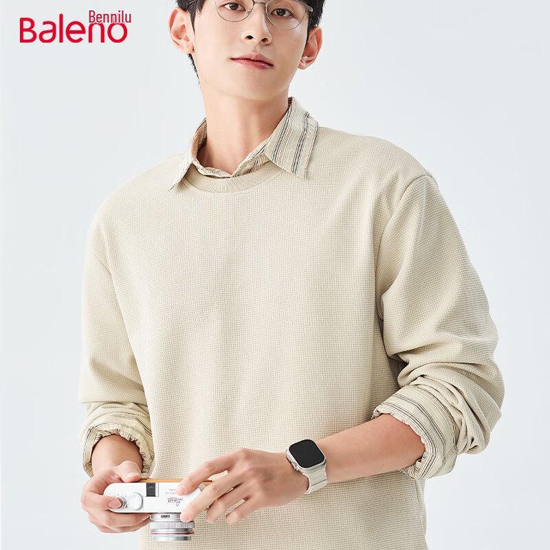 Baleno Men's Waffle Knit Crew Neck Sweatshirt