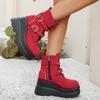 Fashion Women Ankle Boots Stylish Punk Chic Platform Wedge Heeled Boots Women Lace Up Ankle High Comfortable Versatile Shoes Women