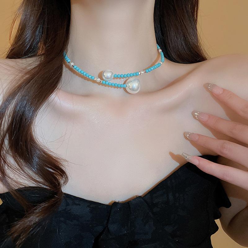 Stone Pearl Butterfly Necklace Fashion Retro Premium Clavicle Chain Personality Ethnic Style Jewelry