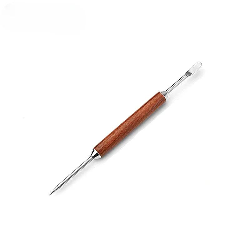 1PC Rosewood Coffee Latte Art Pen, Stainless Steel Pull Needle Tool,Kitchen Gadget, Espresso Accessory, Wooden Handle